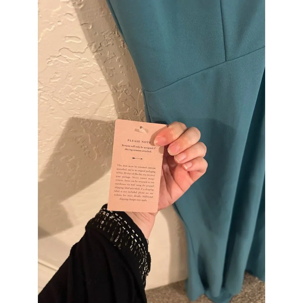 Y NWT BHLDN Turquoise Jones V Neck Structured Mermaid Style formal Maxi Gown - Picture 5 of 13